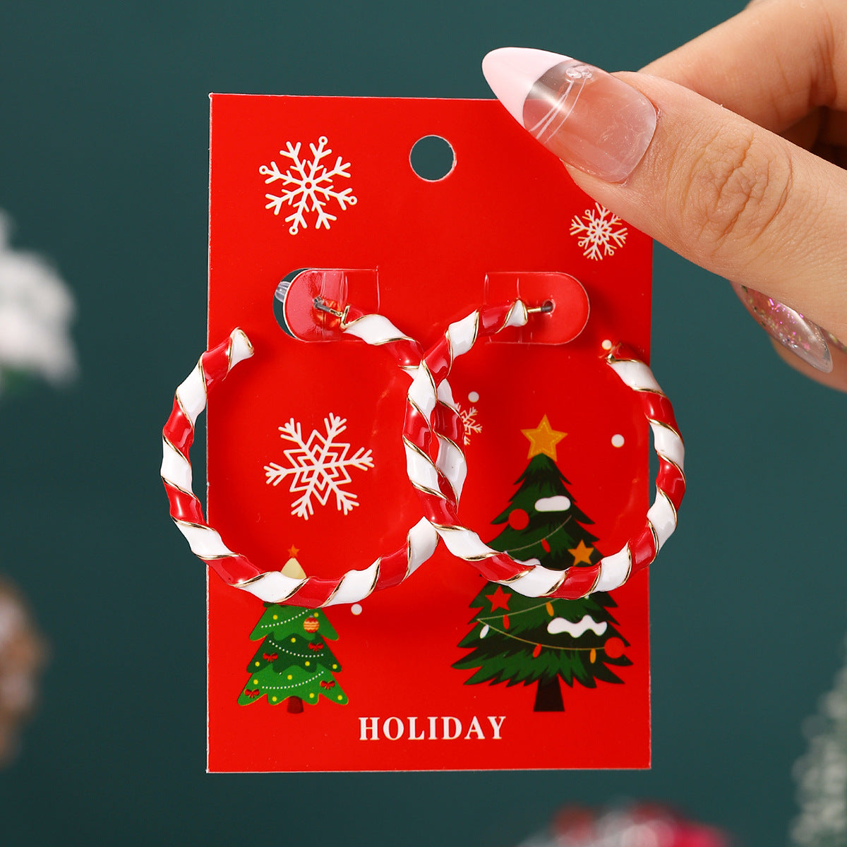 Wholesale Christmas cartoon diamond alloy earrings